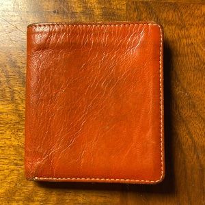 TUSK Genuine Leather Bi-fold Wallet Brown Beige pre-owned